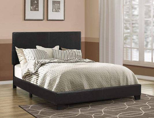 Leather Upholstered Queen Size Platform Bed, Black