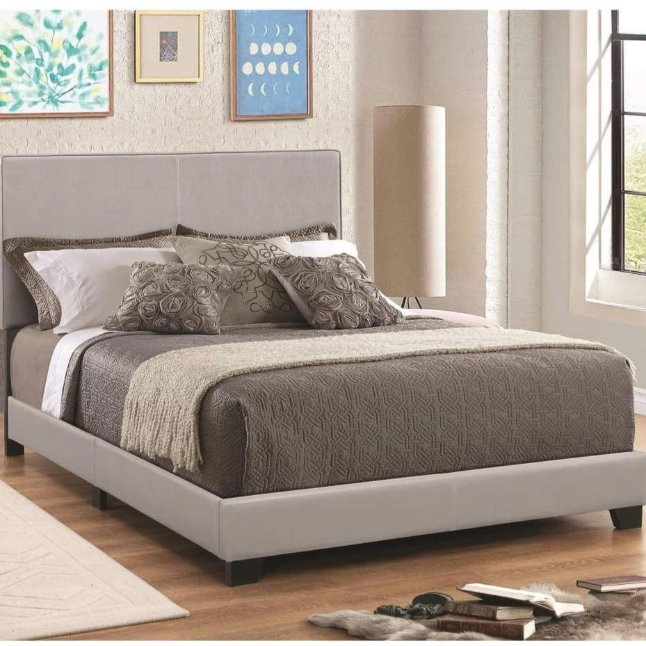 Leather Upholstered California King Size Platform Bed, Gray