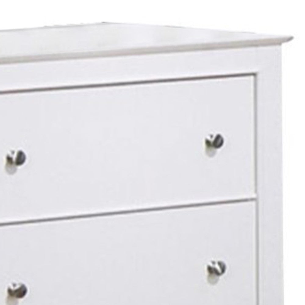 53 Inch Wood Dresser 6 Drawers Metal Knobs White By Casagear Home CCA-400233