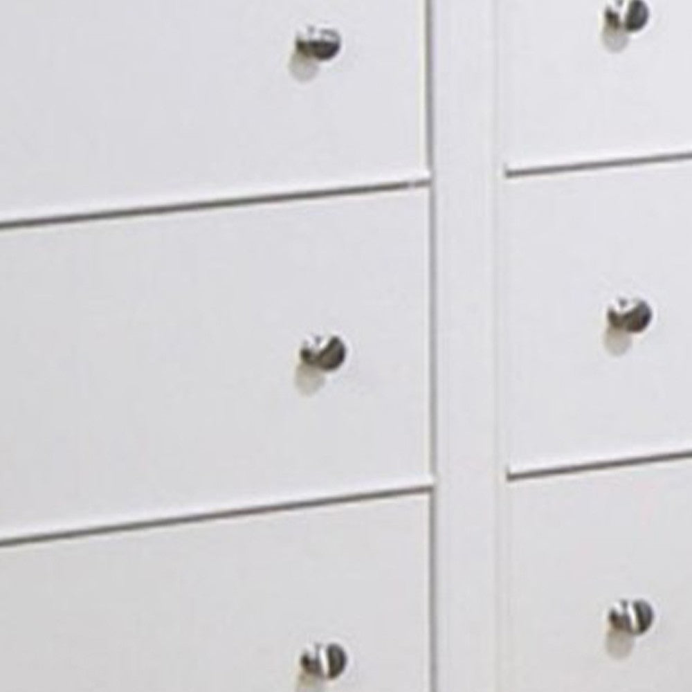 53 Inch Wood Dresser 6 Drawers Metal Knobs White By Casagear Home CCA-400233