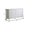 53 Inch Wood Dresser 6 Drawers Metal Knobs White By Casagear Home CCA-400233