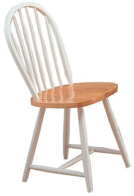 Handsomely Designed Dining Chair, White and Brown Set of 4