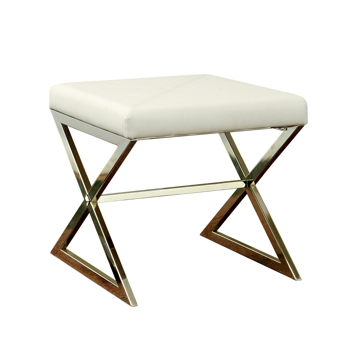 Contemporary Upholstered Stool Metal Base White CCA-501063