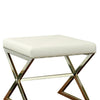 Contemporary Upholstered Stool Metal Base White CCA-501063