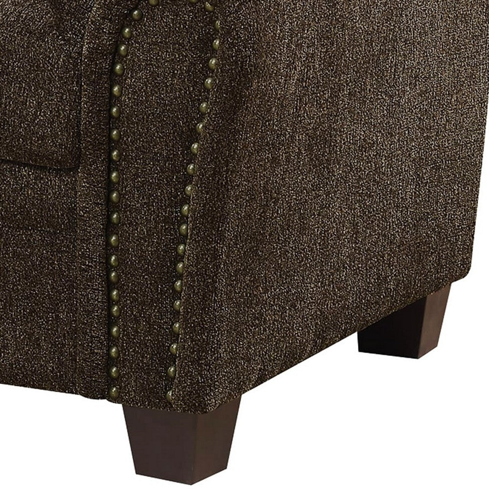 Transitional Chenille Fabric & Wood Loveseat With Cushioned Armrests Brown By Casagear Home CCA-506572