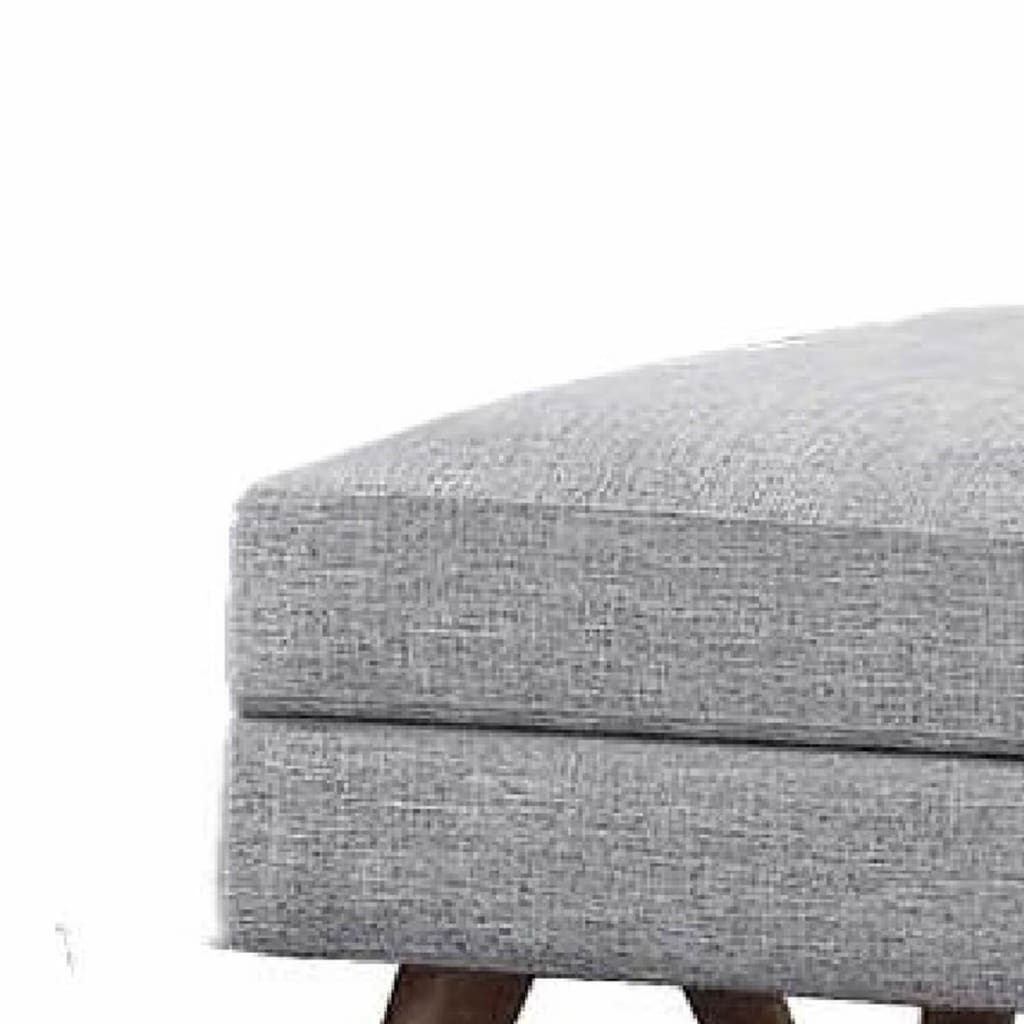 Fabric Upholstered Ottoman With Tappered Wooden Legs Light Gray and Brown - 551303 CCA-551303