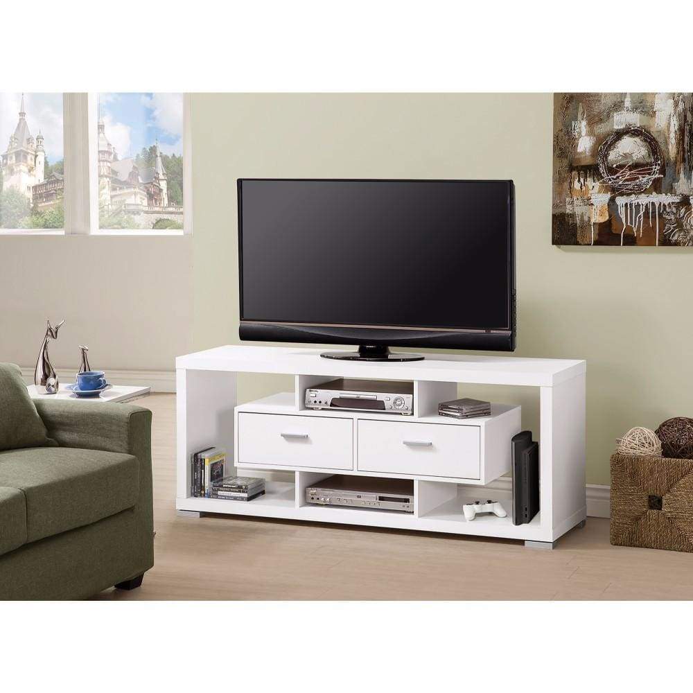 Spacious Modern Style TV Console, White