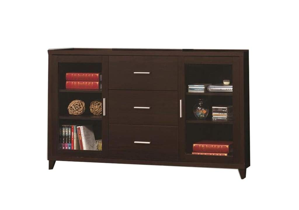 Modern & Minimal Style TV Console With Multi Shelves & Drawers Cappuccino Brown - 700881 CCA-700881