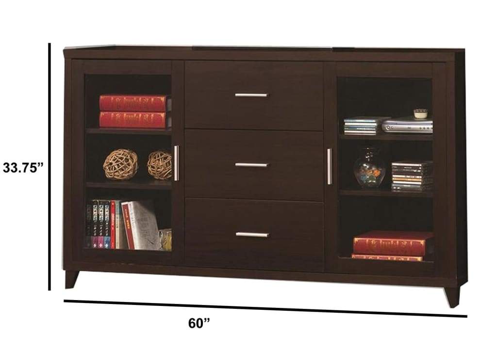 Modern & Minimal Style TV Console With Multi Shelves & Drawers Cappuccino Brown - 700881 CCA-700881