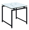 3 Piece Metal Base Occasional Table Set with Marbleized Top, Black and White - 708153