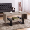 Modern Driftwood Open Shelf Coffee Table, Gray and Brown