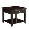 Wooden End Table With Drawer and Bottom Shelf, Walnut Brown - 721037