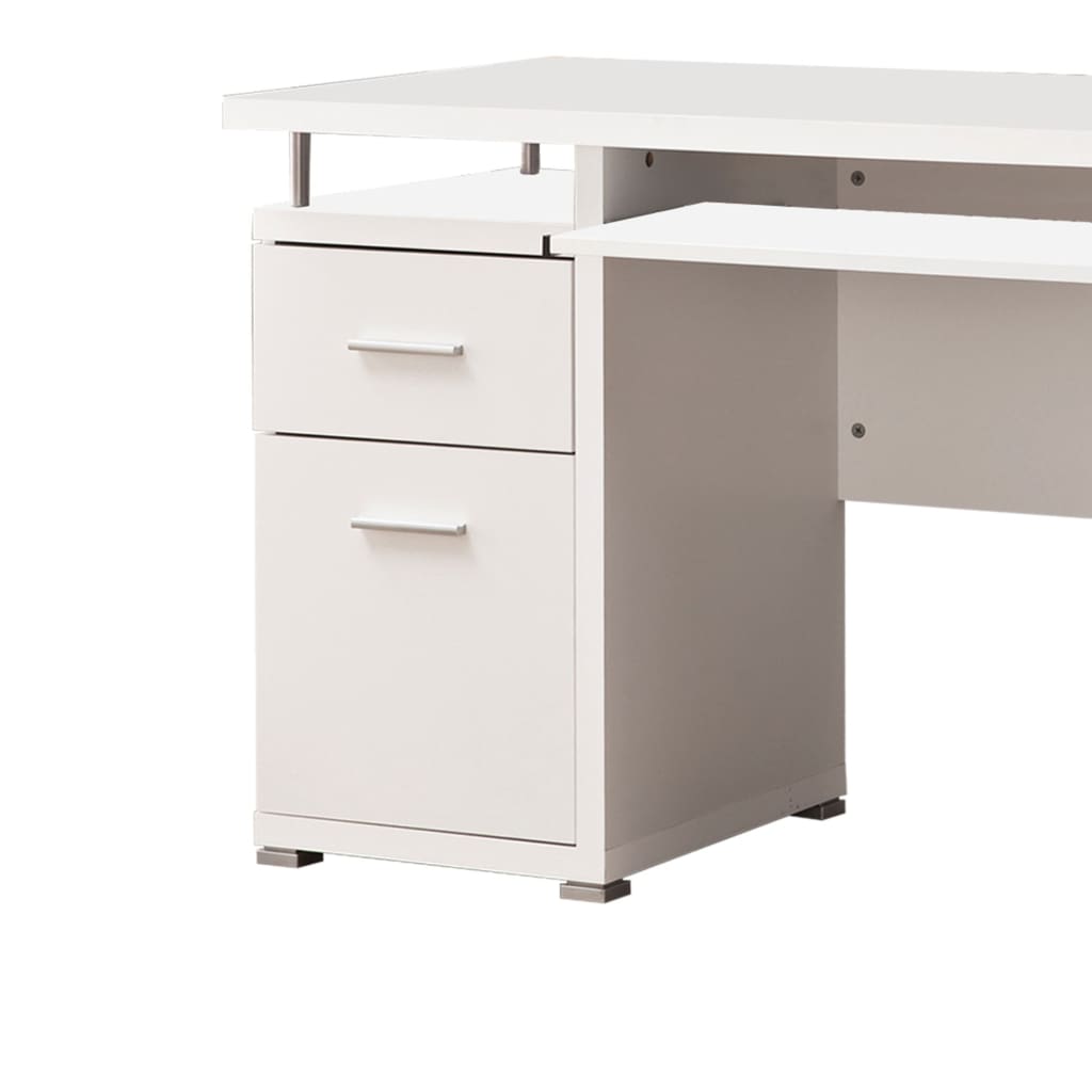 Computer Desk with 2 Drawers and Cabinet White CCA-800108