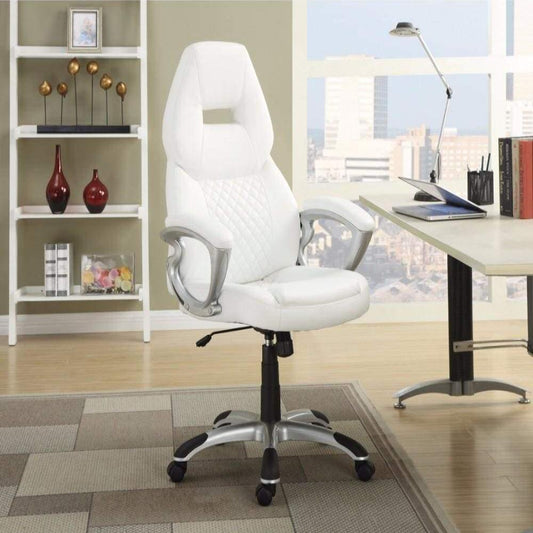 Leather, Sporty Executive High-Back Office Chair, White