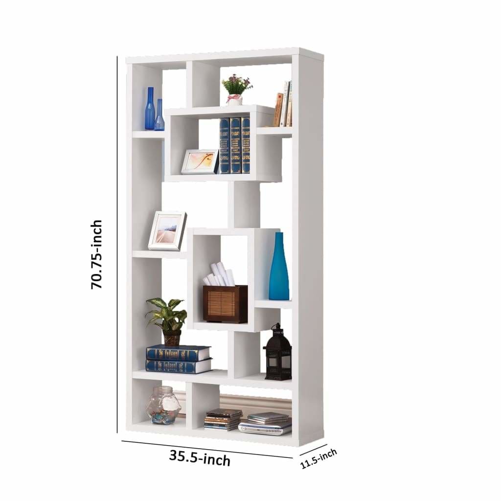 Fantastic Geometric Cubed Rectangular Bookcase White CCA-800157