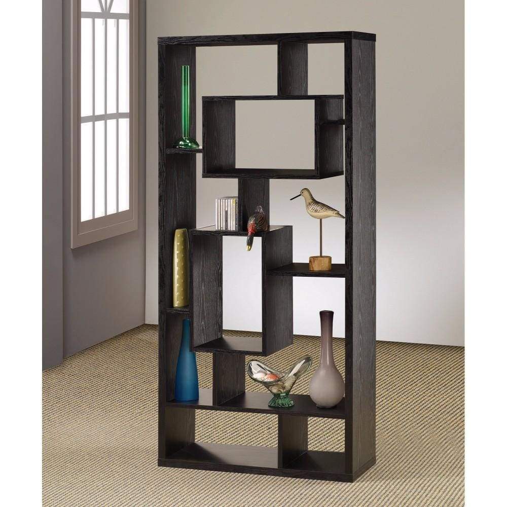 Asymmetrical Cube Black Book Case With Shelves