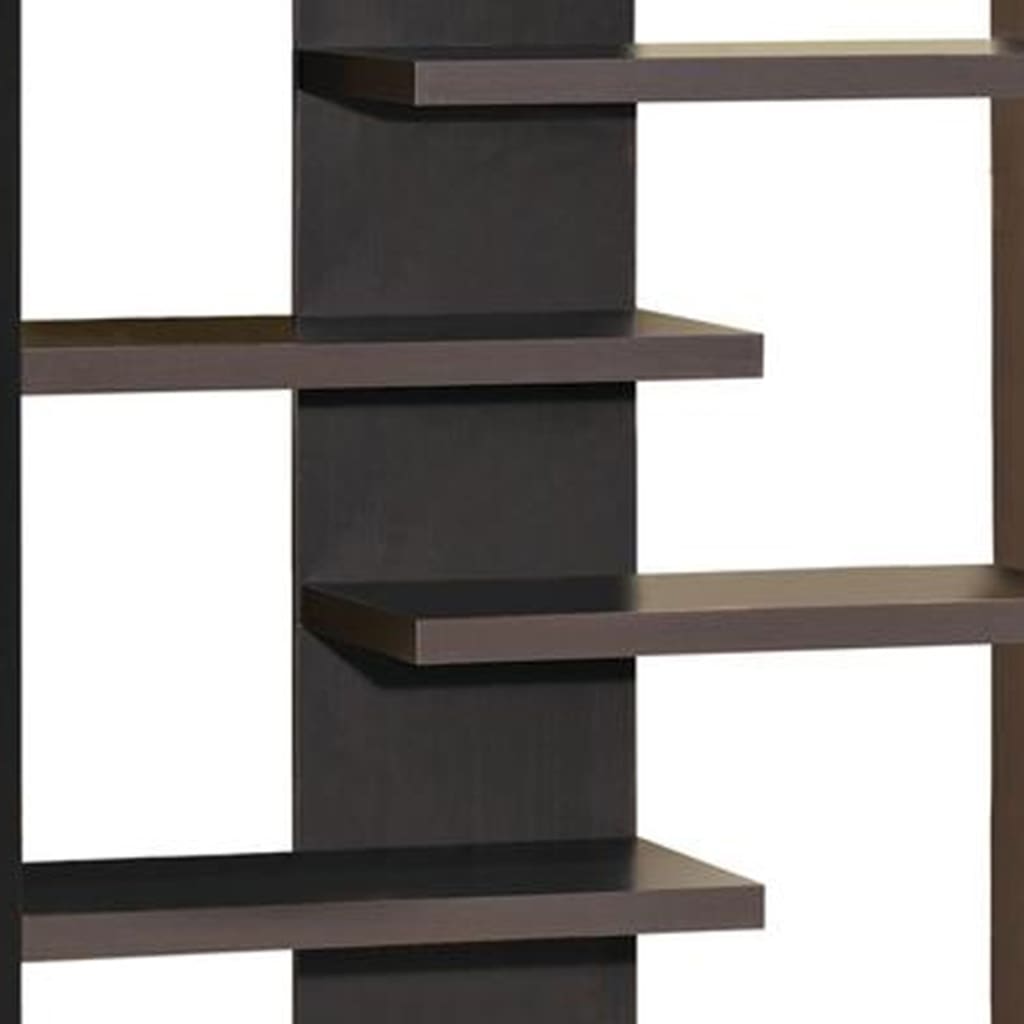 Wooden Bookcase With Center Back Panel Brown CCA-800265