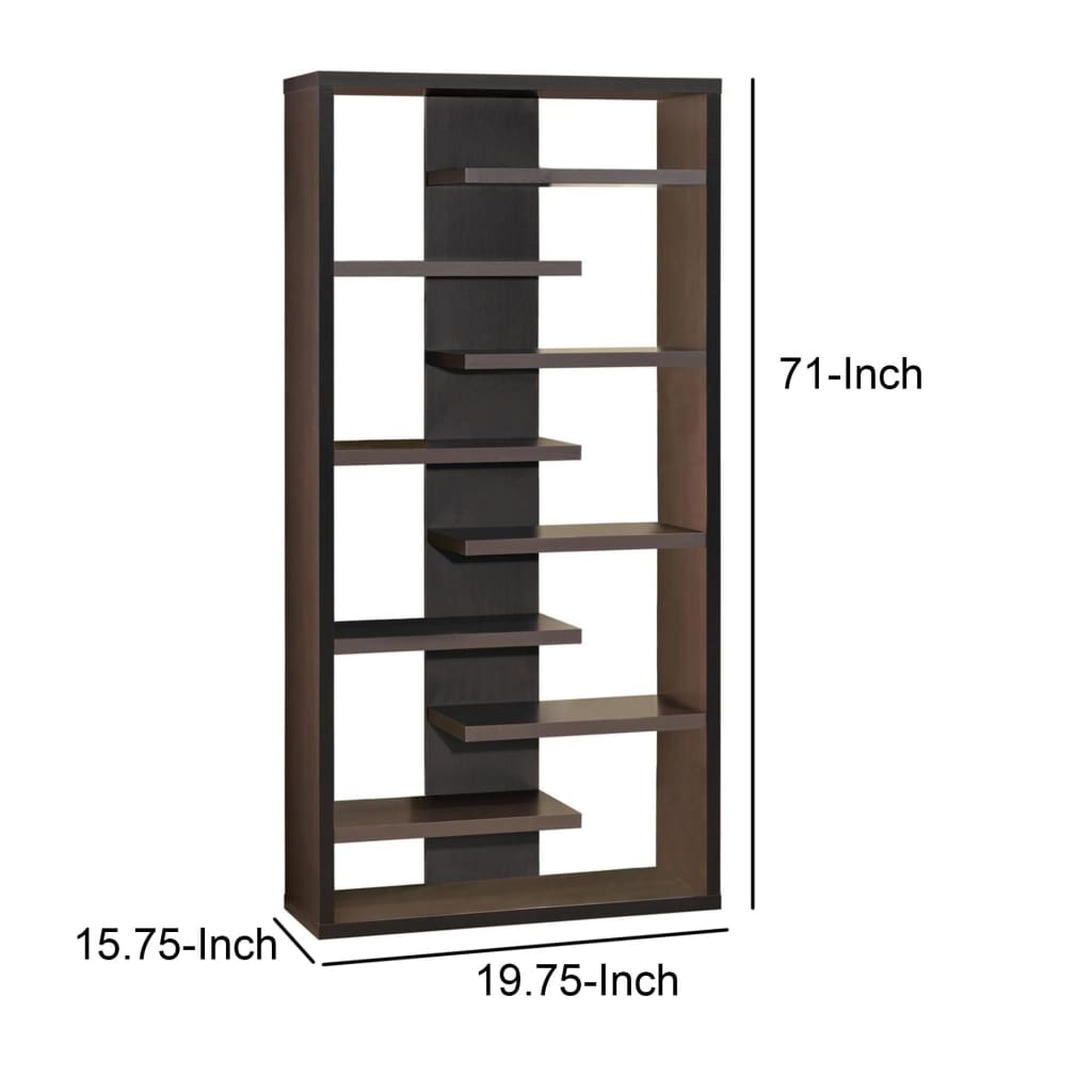 Wooden Bookcase With Center Back Panel Brown CCA-800265