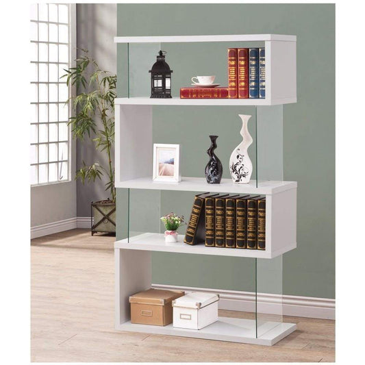 Fantastic glossy white wooden bookcase