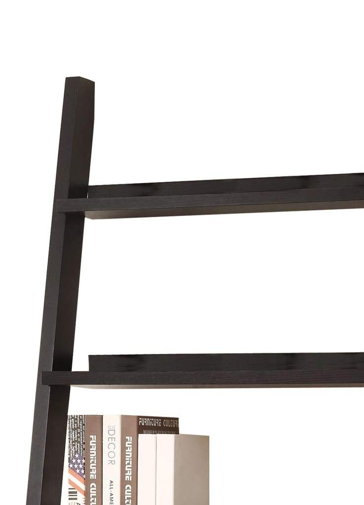 Quirky Ladder Bookcase With 4 Storage Drawers And Open Shelves Cappuccino CCA-800319