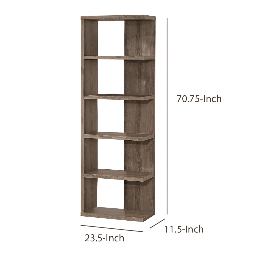 Spacious Semi-Backless Wooden Bookcase Gray CCA-800553