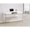 Contemporary Metal Writing Desk With Glass Sides, Clear And White