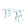 Adjustable Writing Desk with Sawhorse Legs Clear And Silver CCA-800900