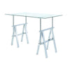 Adjustable Writing Desk with Sawhorse Legs Clear And Silver CCA-800900