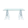 Adjustable Writing Desk with Sawhorse Legs Clear And Silver CCA-800900