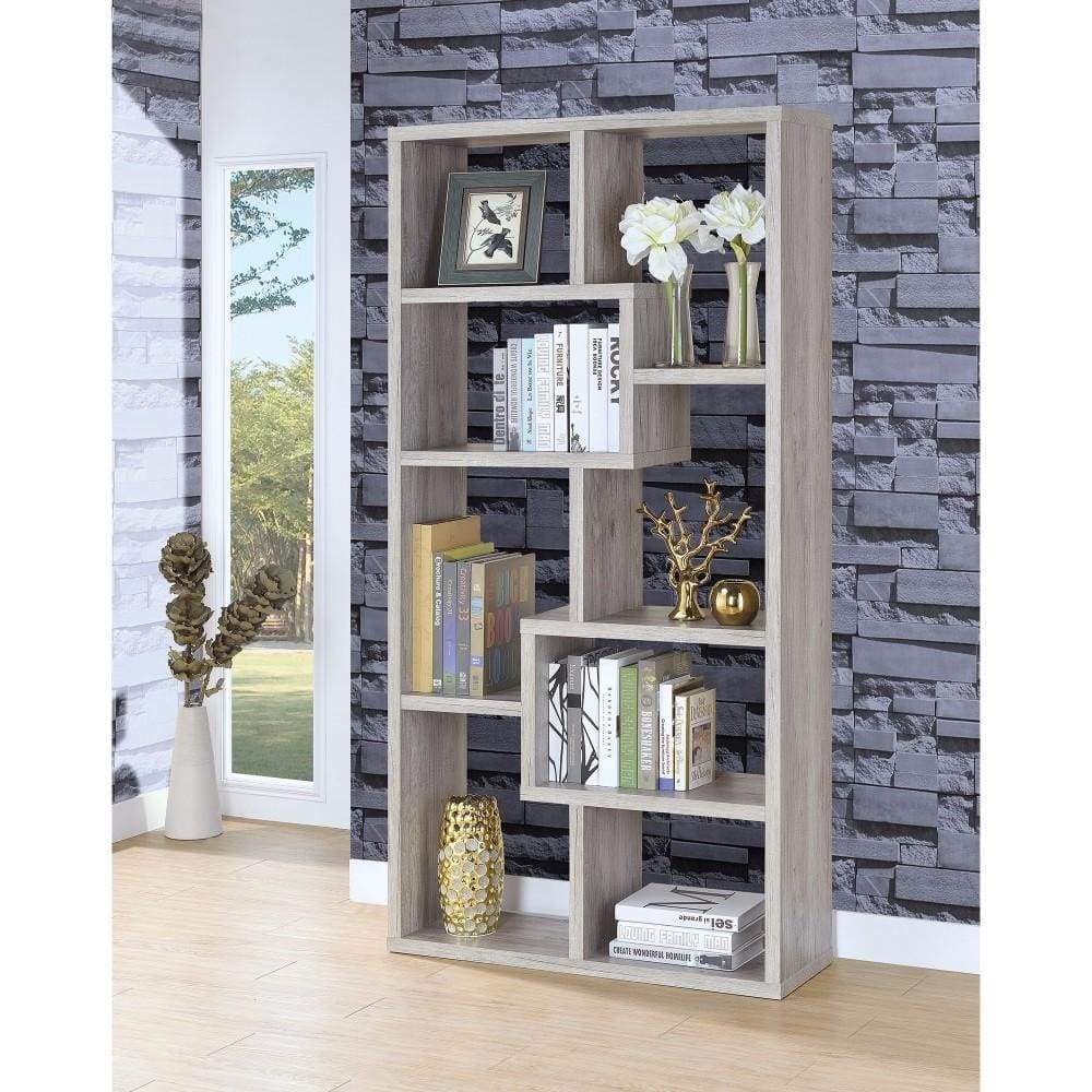 Modish Wooden Bookcase With Multiple Shelves, Gray By Coaster