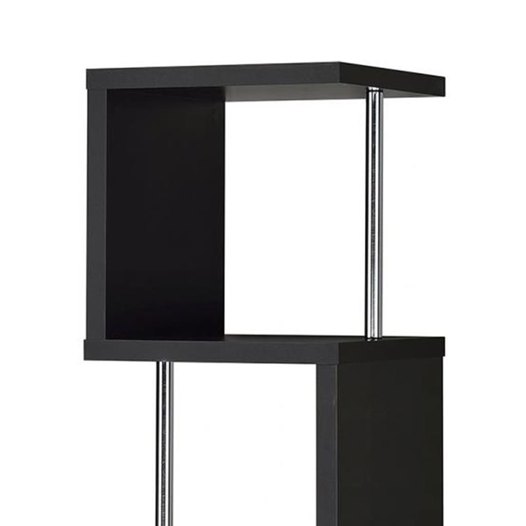 Well-made Four Tier Wood And Metal Bookcase Black CCA-801419