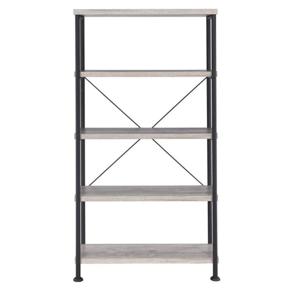 Sophisticated Wood And Metal Open Bookcase Gray CCA-801546