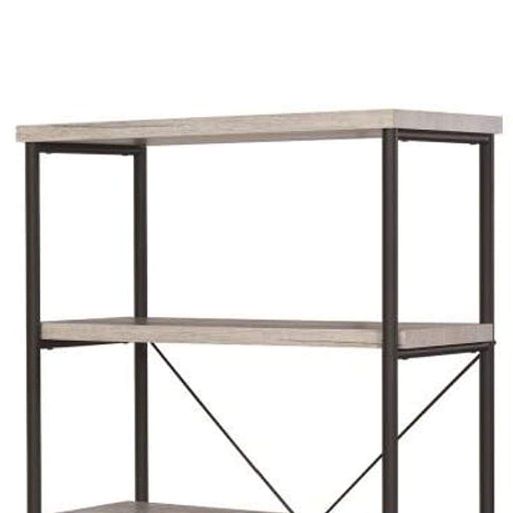 Sophisticated Wood And Metal Open Bookcase Gray CCA-801546