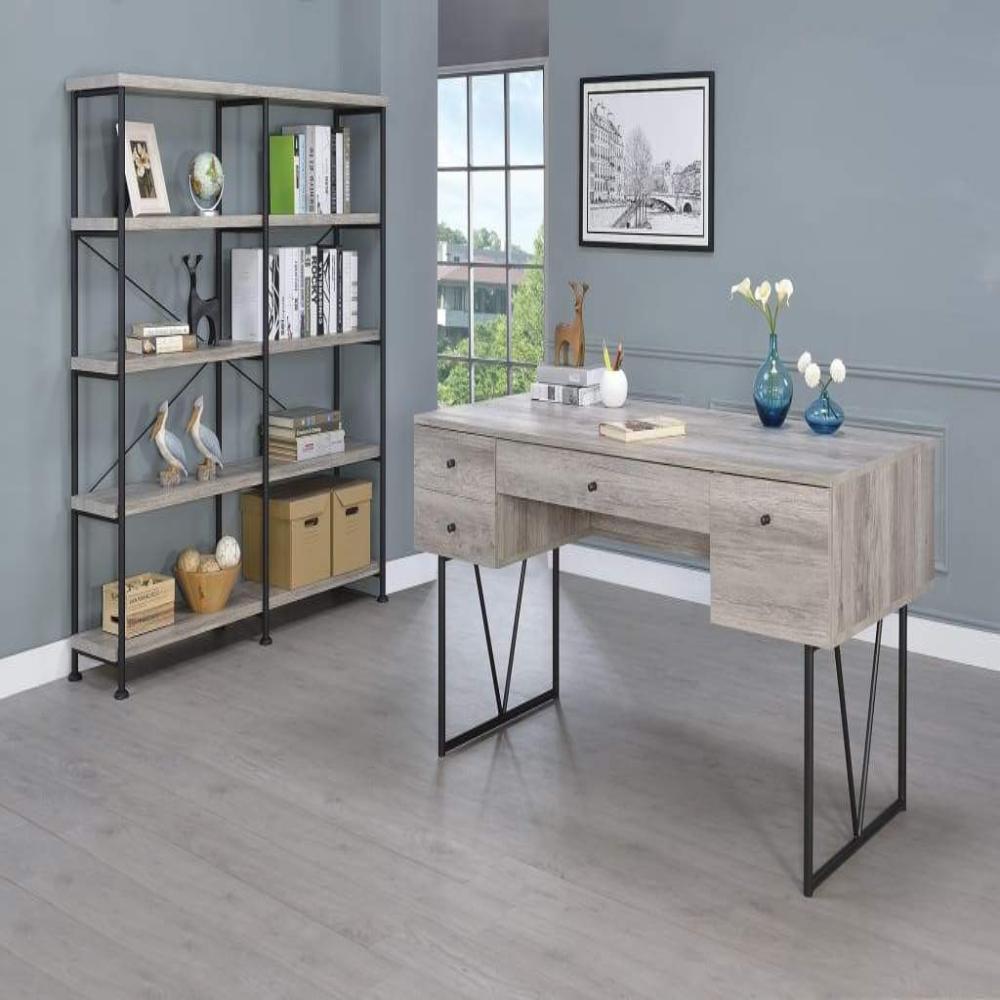 Chic Atelier Writing Desk-4 Drawer, Driftwood Gray