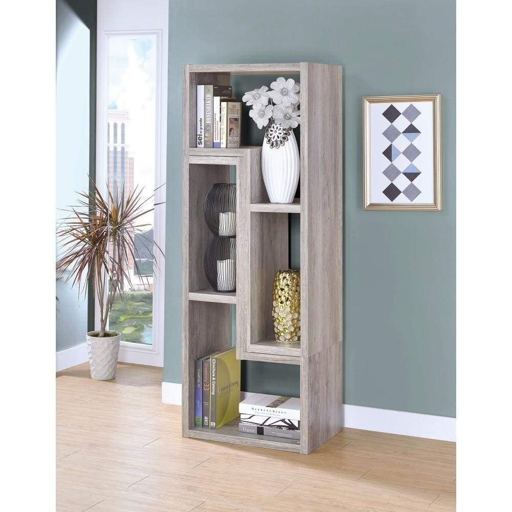 Modern Style Wooden Bookcase, Gray