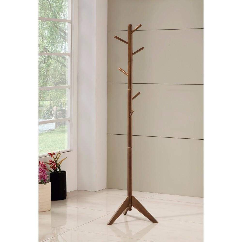 Sturdy Metal Coat Rack With Six Pegs, Brown