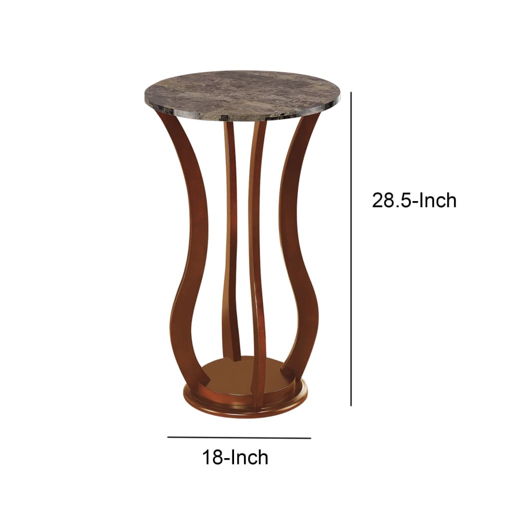 Transitional Wooden Plant Stand With Faux Marble Top Brown By Coaster CCA-900926