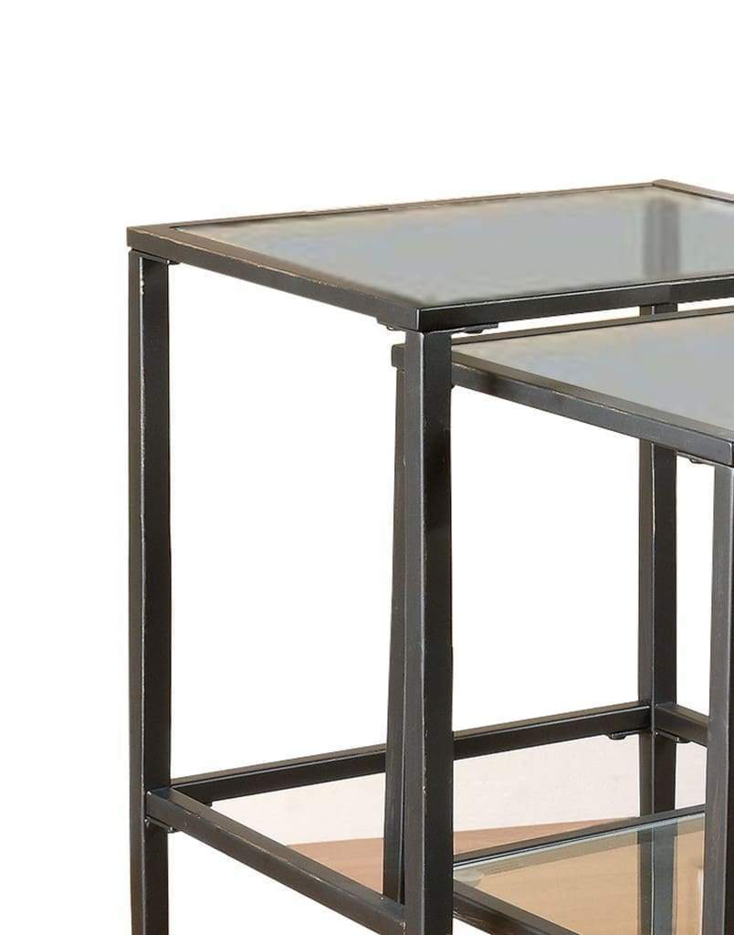 Set Of 2 Metal Nesting Tables With Glass Top Black By Coaster CCA-901073