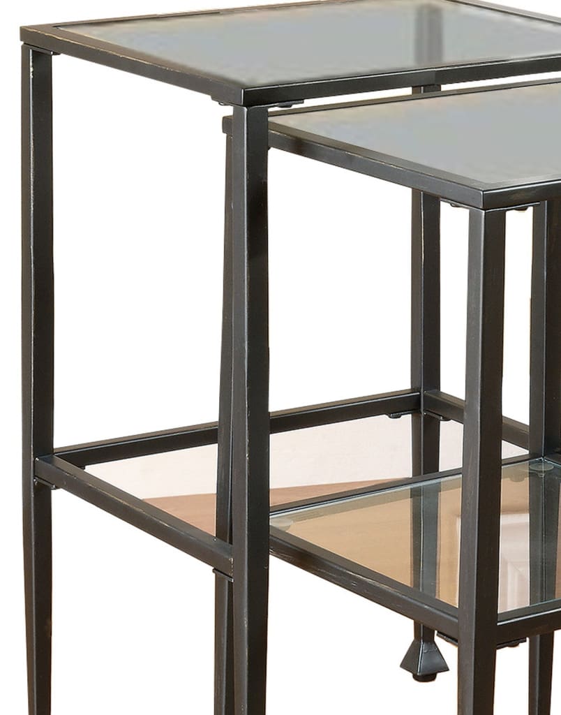 Set Of 2 Metal Nesting Tables With Glass Top Black By Coaster CCA-901073