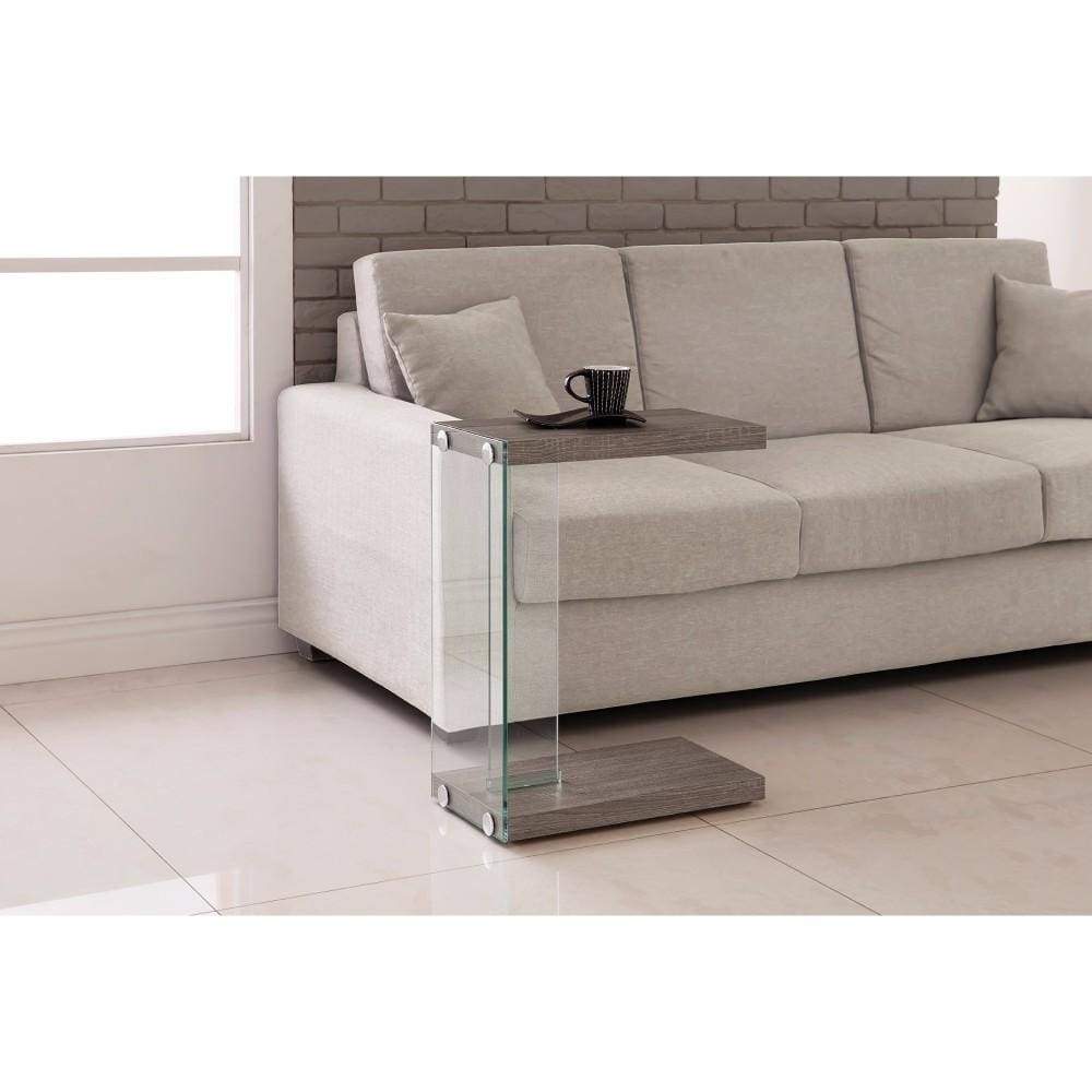 Contemporary Wood And Glass Snack Table, Gray And Clear By Coaster