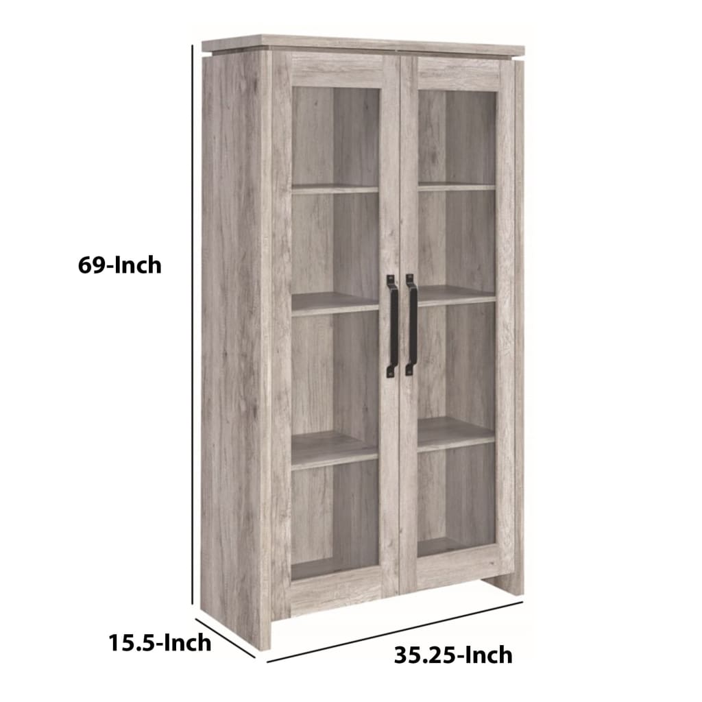 Spacious Wooden Curio Cabinet With Two Glass Doors Gray By Coaster CCA-950783