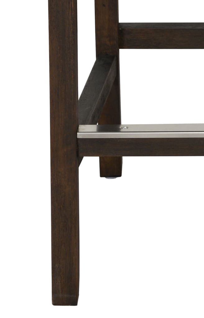 Wood and Leatherette Counter Height Stool with Swooping Arms and Nail Head Trim Gray- PL13963 CLH-PL13963