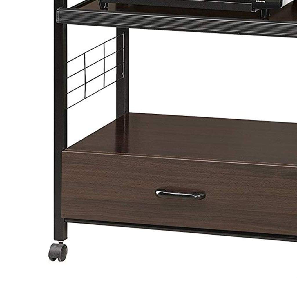 Wood And Metal Kitchen Cart On Casters Brown And Black By Crown Mark CWM-1304-BK