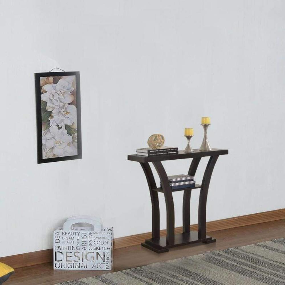 Wooden Console Table With 1 Shelf, Dark Espresso By Casagear Home