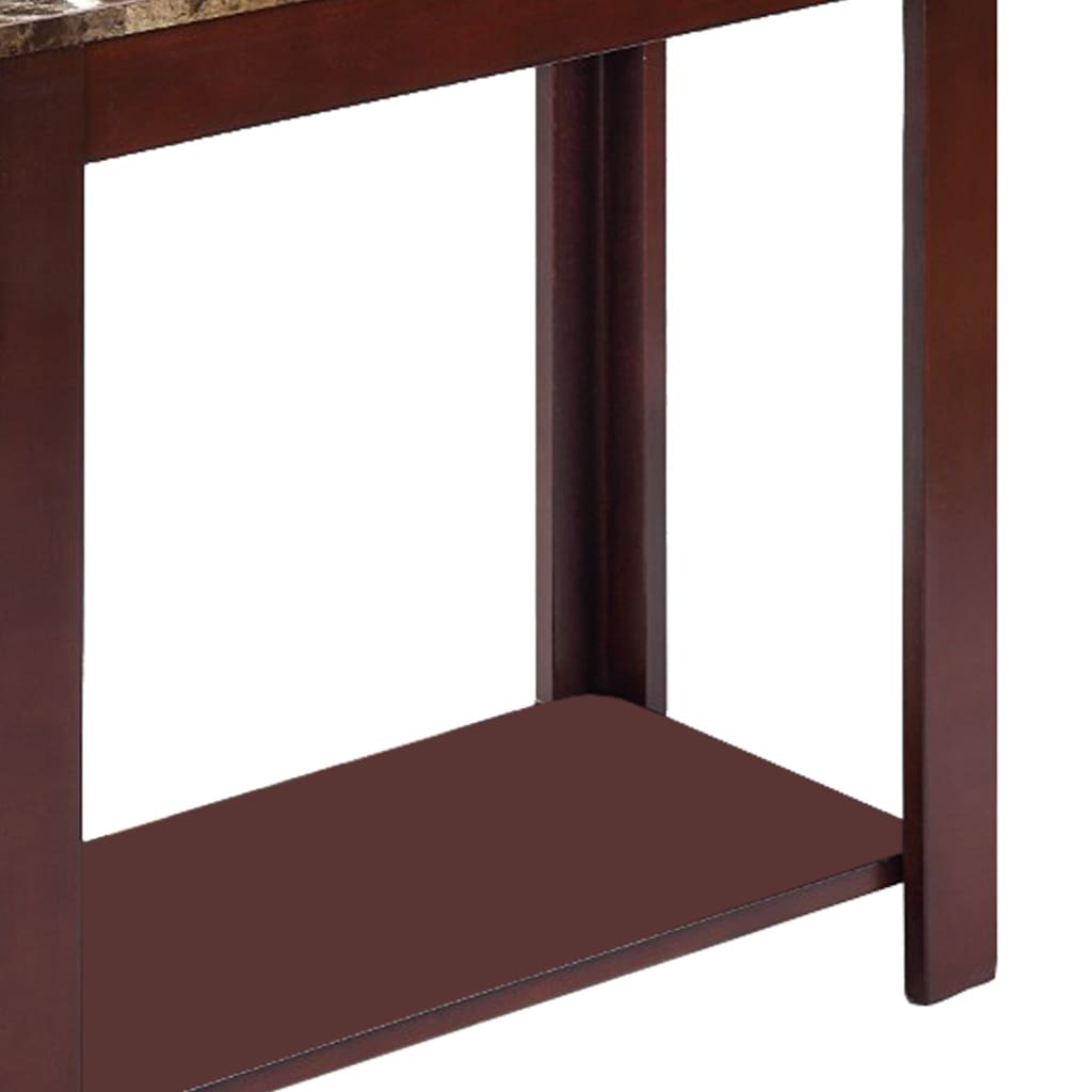 Chairside Table With Marble Top Brown By Crown Mark CWM-7266