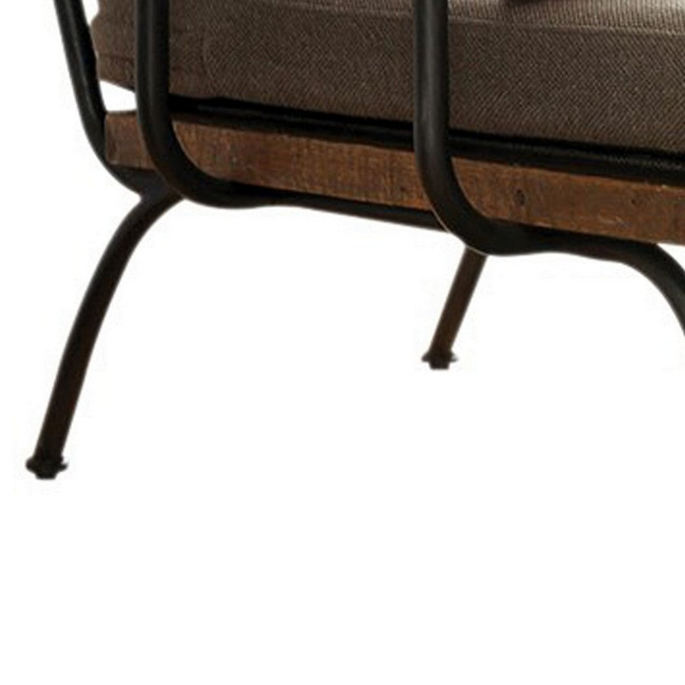 Fabric Upholstered Accent Chair In Brown And Black By Casagear Home FOA-CM-AC6077