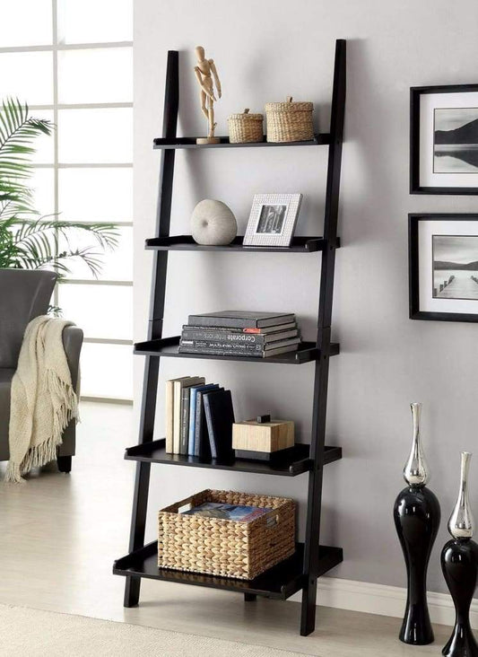 Sion Contemporary Ladder Shelf, Black Finish By Casagear Home