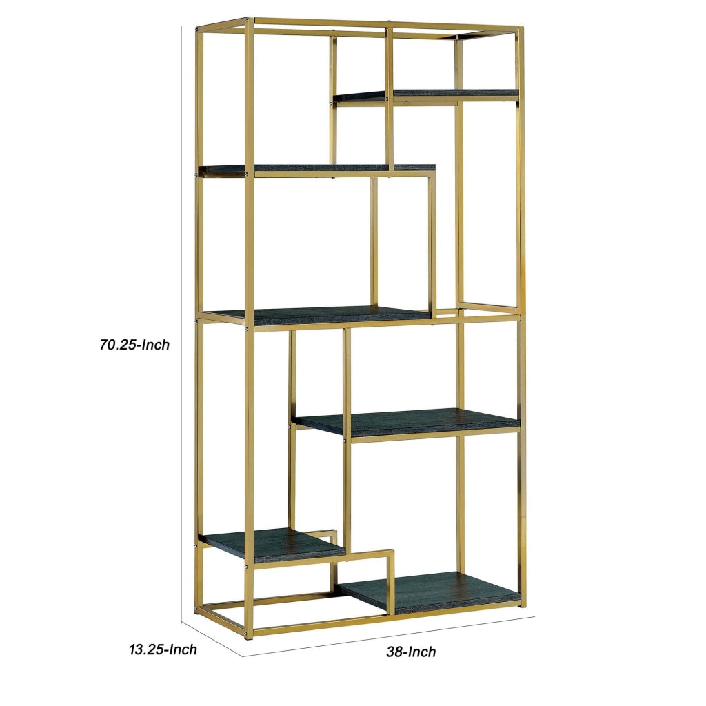 Elvira Contemporary Display Shelf Champgne Finish By Casagear Home FOA-CM-AC6264CPN