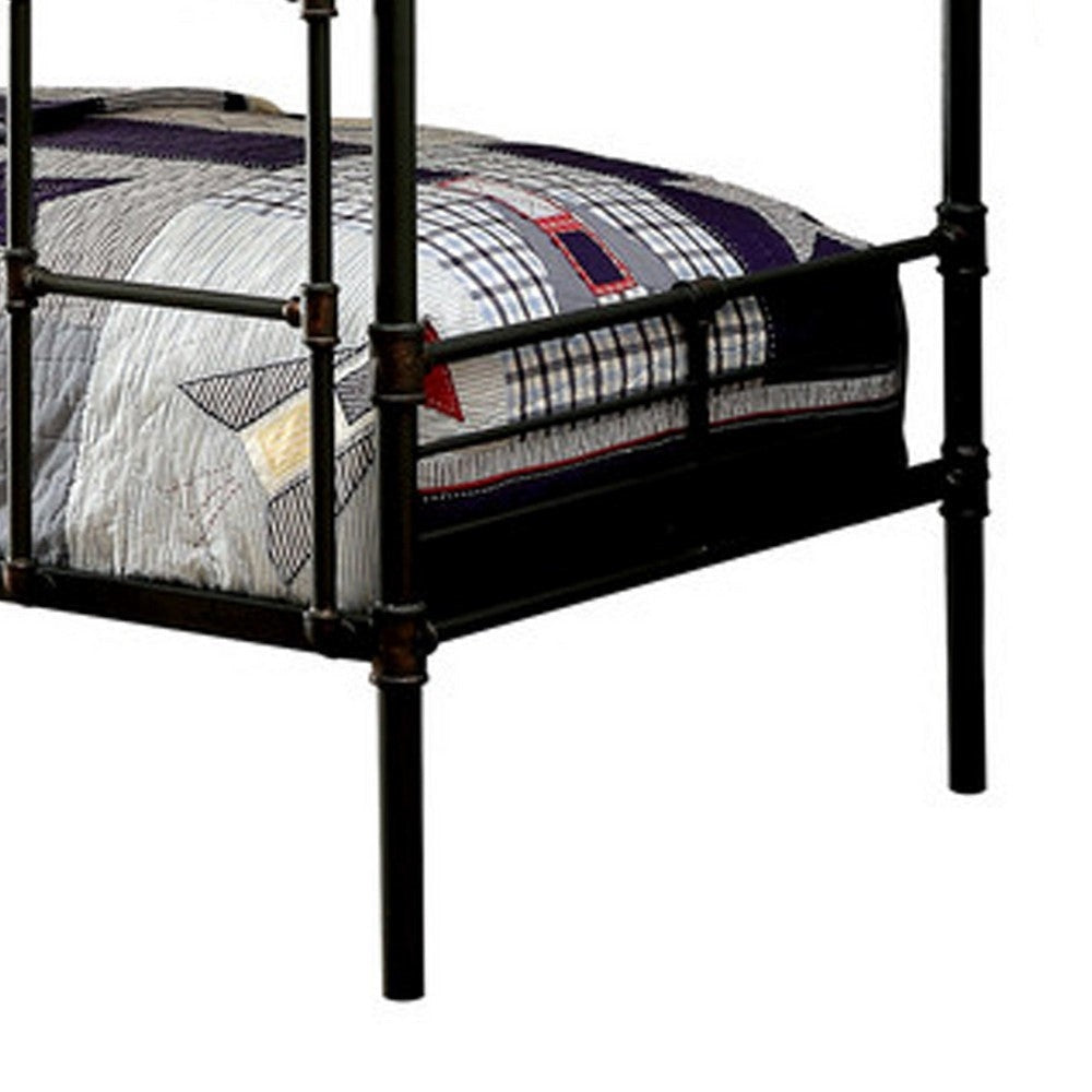 Industrial Design Twin Size Metal Bunk Bed Black By Casagear Home FOA-CM-BK913