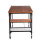 Industrial Style Wood and Metal Desk with Two Bottom Shelves Brown and Black By Benzara FOA-CM-DK6276